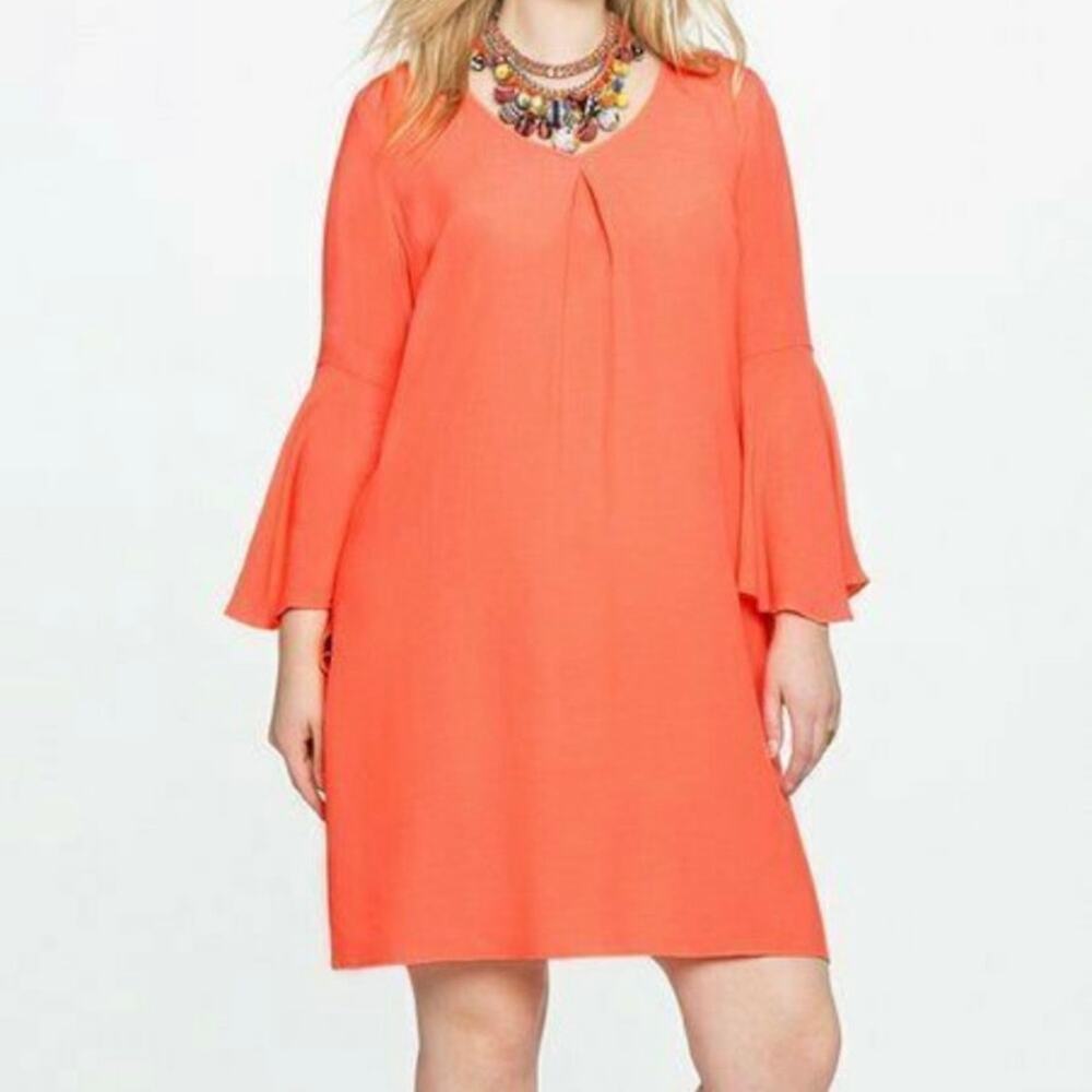 NWT Eloquii V-Neck Flare Sleeve Shift Dress in Deco Shell